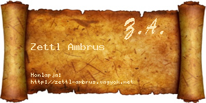 Zettl Ambrus névjegykártya
